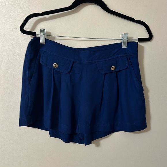 Escapada Living Blue Rayon Marsh Shorts Front Pockets w/Gold Buttons Size Small - Picture 1 of 6